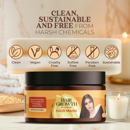 Clean, sustainable and chemical-free - Hair Growth Mask by Jailyne is vegan, cruelty-free and sulfate-free.