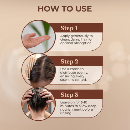 How to use Hair Growth Mask by Jailyne - 3 easy steps for deep nourishment and hydration.
